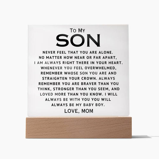 To My Son - Straighten Your Crown - Acrylic Square Plaque
