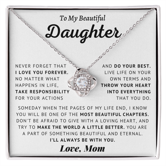 Beautiful Daughter - I Love You Forever - Love Knot Necklace
