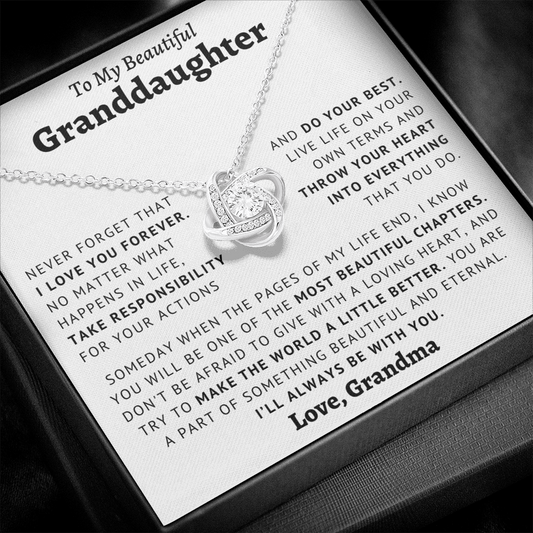 To My Granddaughter - I Love You Forever - Love Knot Necklace