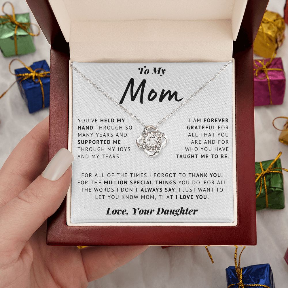 To My Mom - Grateful - Love Knot Necklace