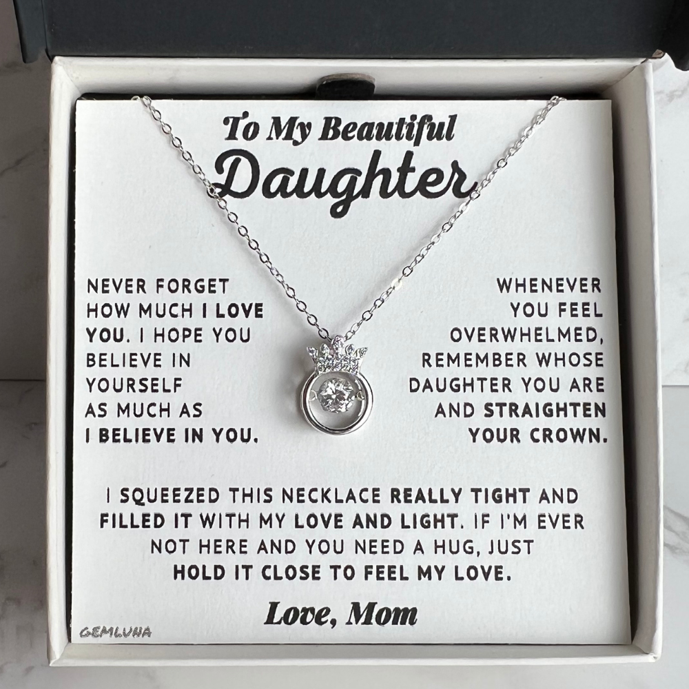 To My Daughter - Believe In Yourself - Silver Crown Necklace