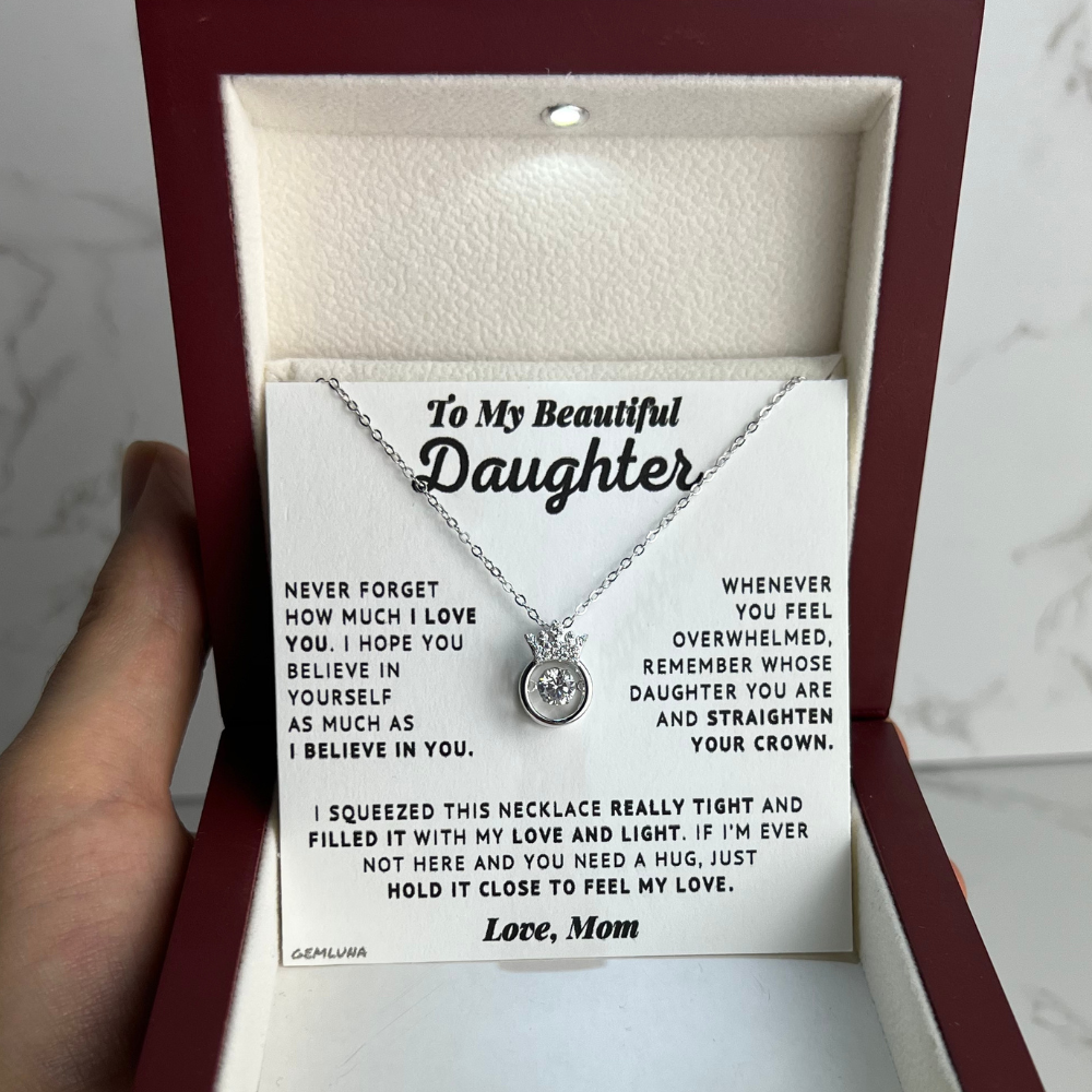 To My Daughter - Believe In Yourself - Silver Crown Necklace