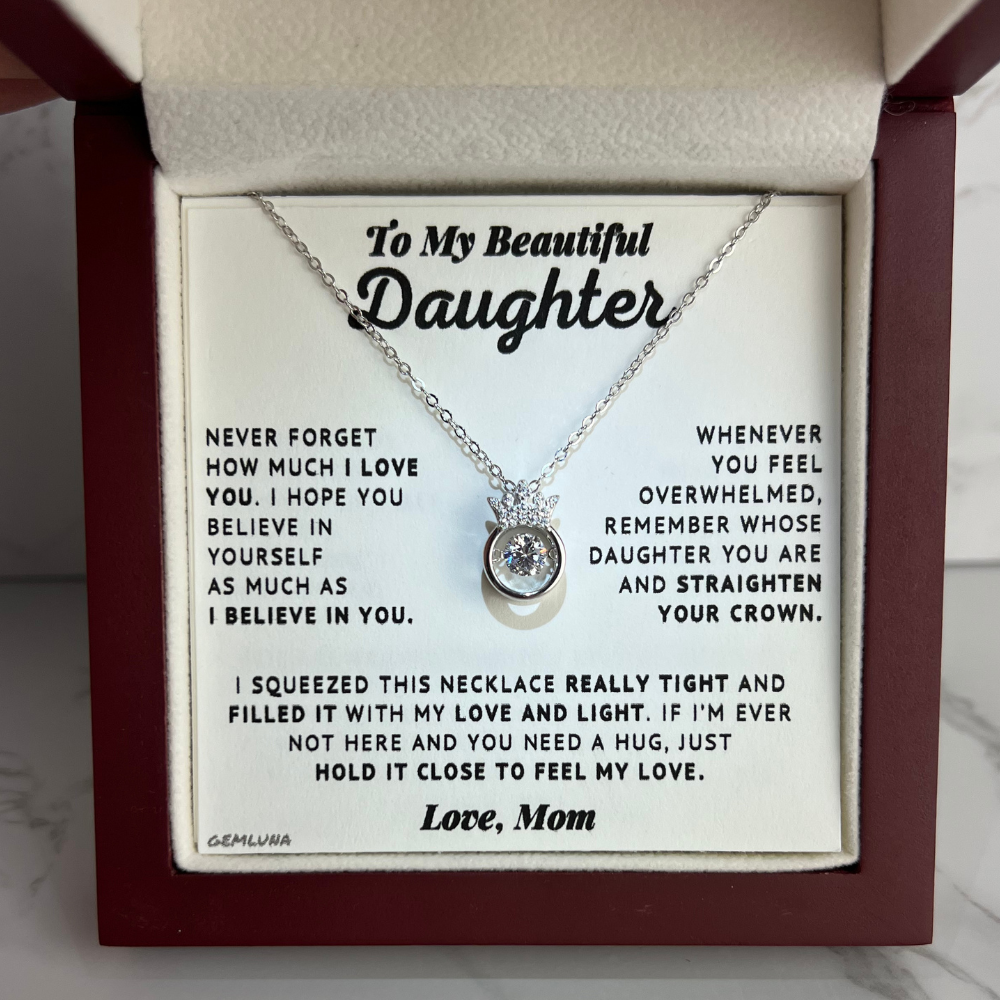 To My Daughter - Believe In Yourself - Silver Crown Necklace