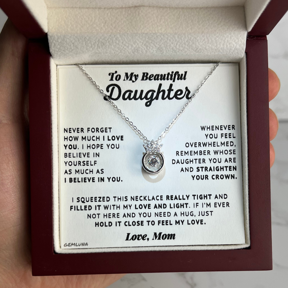 To My Daughter - Believe In Yourself - Silver Crown Necklace