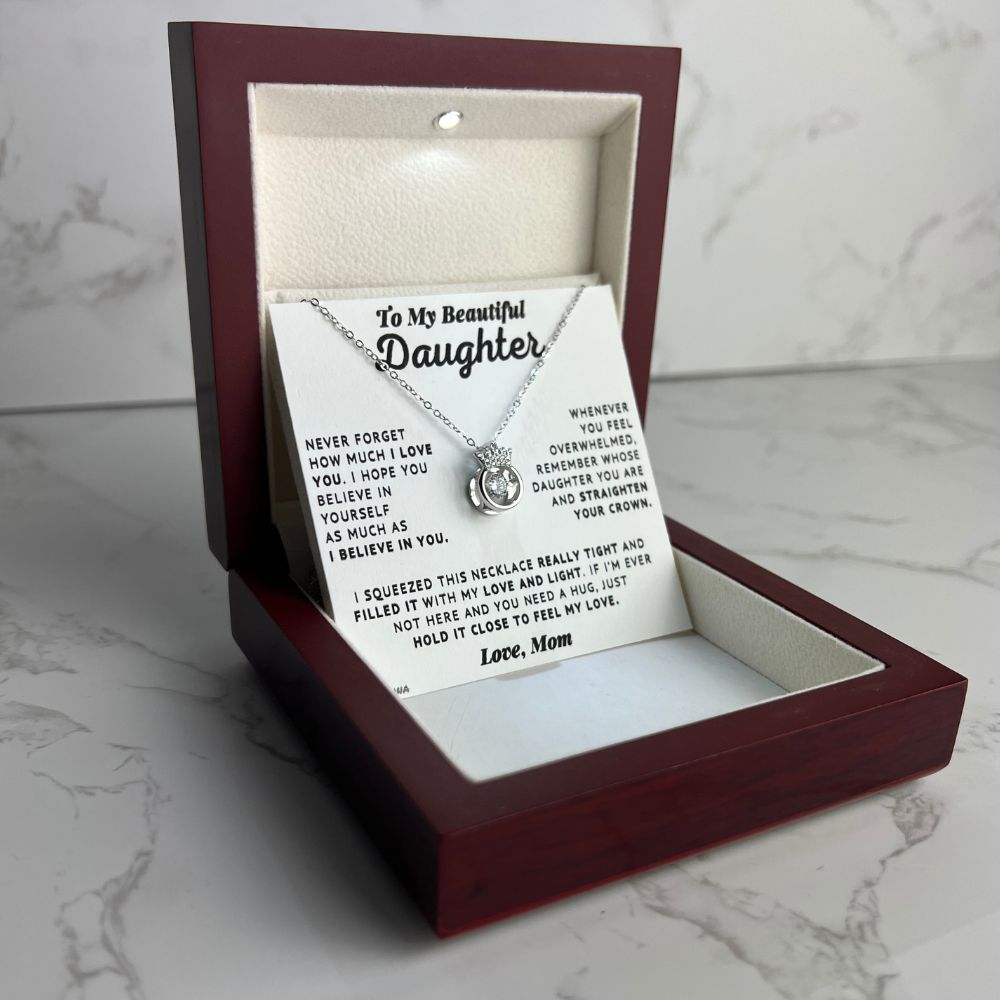 To My Daughter - Believe In Yourself - Silver Crown Necklace