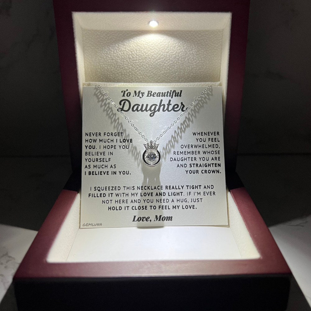 To My Daughter - Believe In Yourself - Silver Crown Necklace