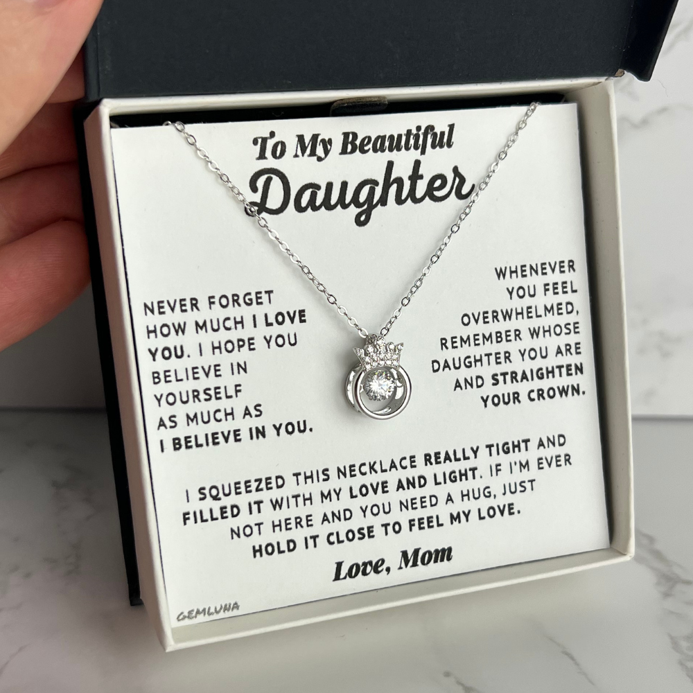 To My Daughter - Believe In Yourself - Silver Crown Necklace