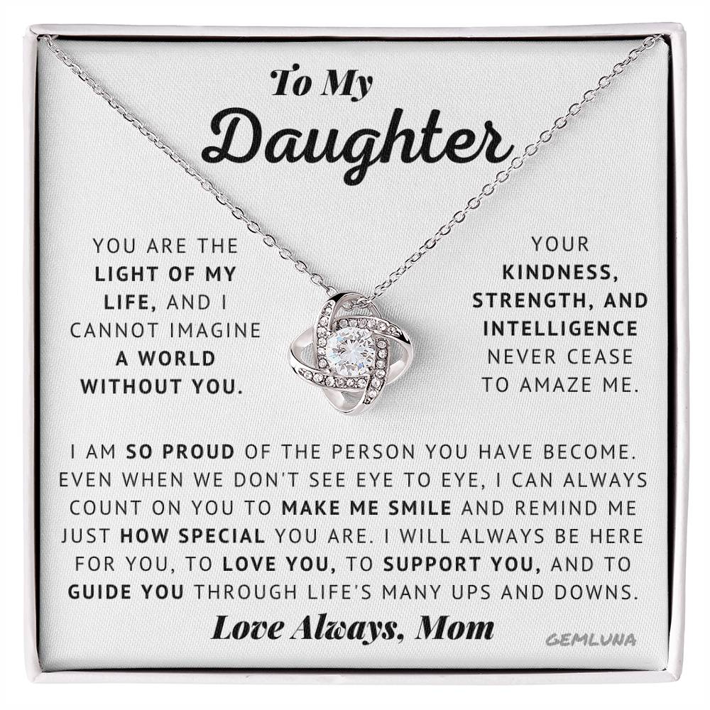 To My Daughter - Proud - Love Knot Necklace