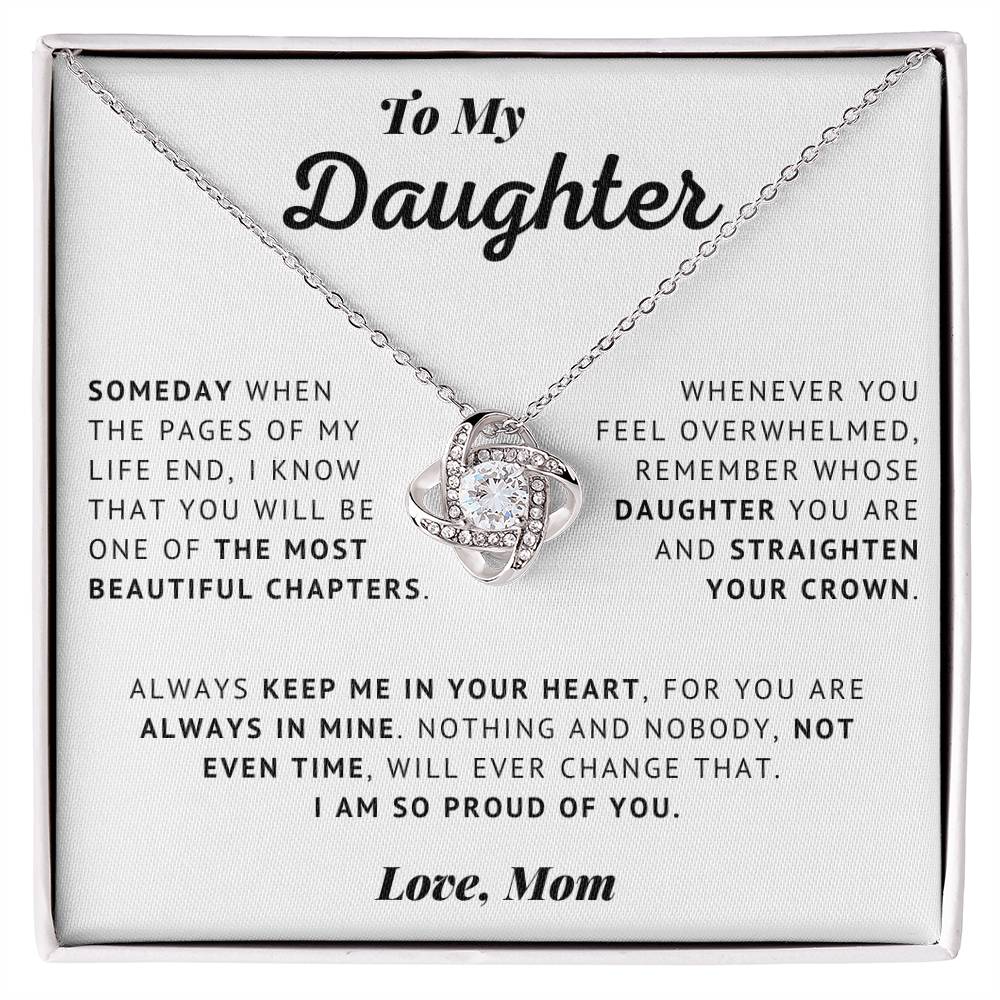 To My Daughter - I Love You - Love Knot Necklace