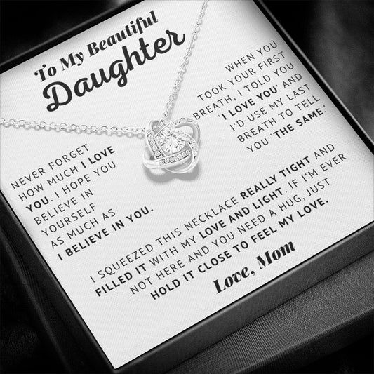 To My Beautiful Daughter - Straighten Your Crown - Love Knot Necklace