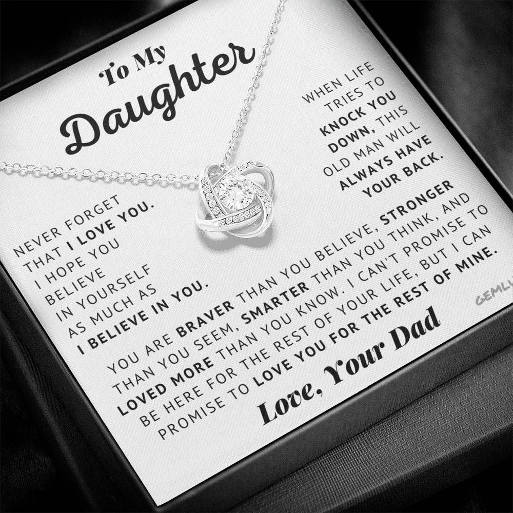 To My Daughter - I Believe In You - Love Knot Necklace