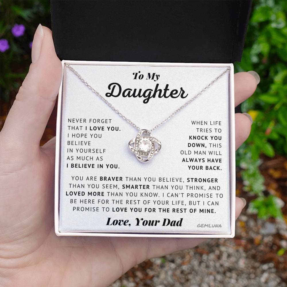 To My Daughter - I Believe In You - Love Knot Necklace