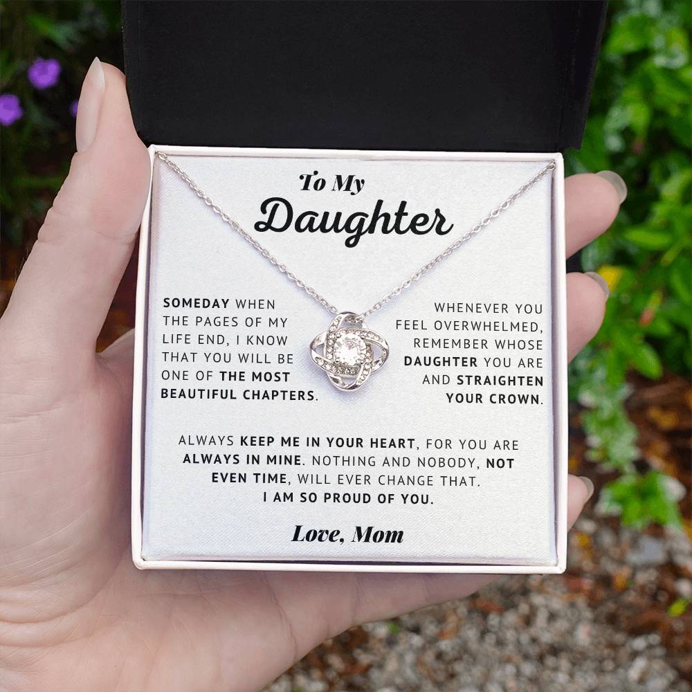 To My Daughter - I Love You - Love Knot Necklace