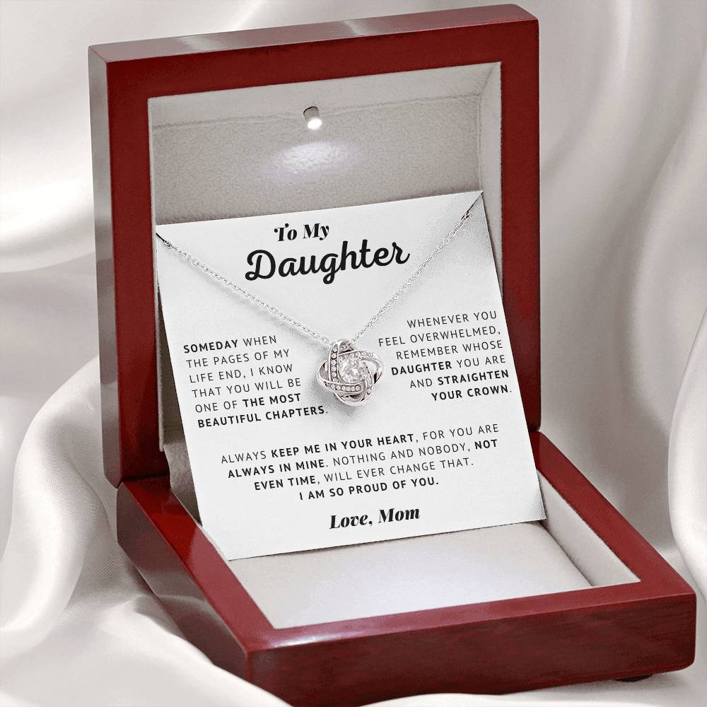 To My Daughter - I Love You - Love Knot Necklace