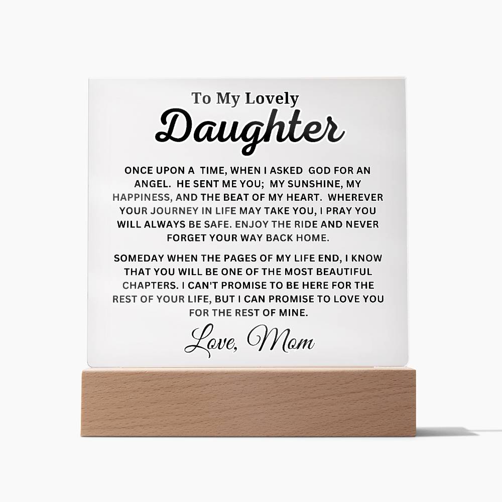 To My Lovely Daughter - Angel - Acrylic Square Plaque