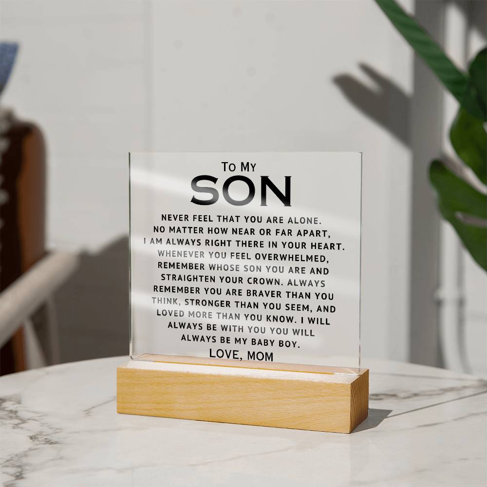 To My Son - Straighten Your Crown - Acrylic Square Plaque