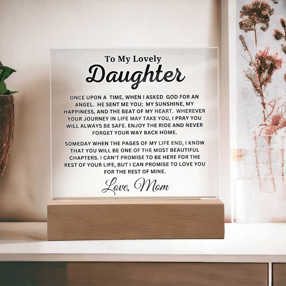 To My Lovely Daughter - Angel - Acrylic Square Plaque