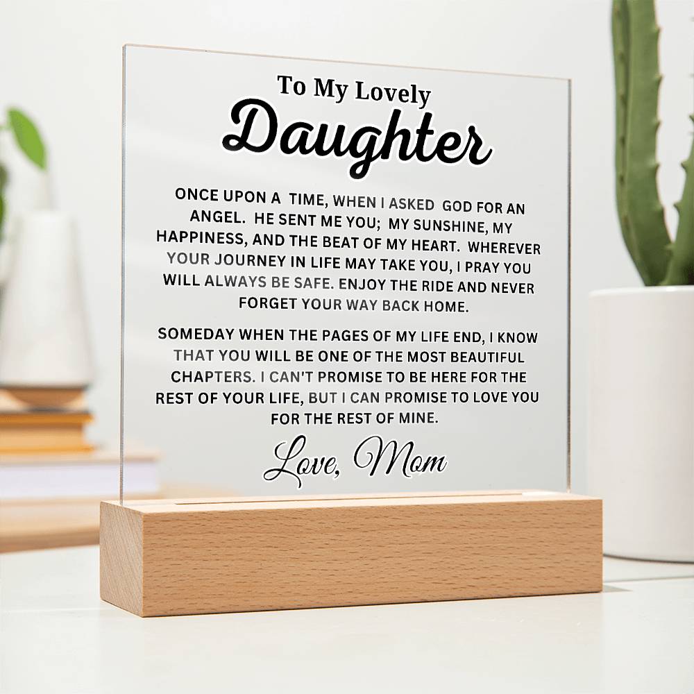 To My Lovely Daughter - Angel - Acrylic Square Plaque