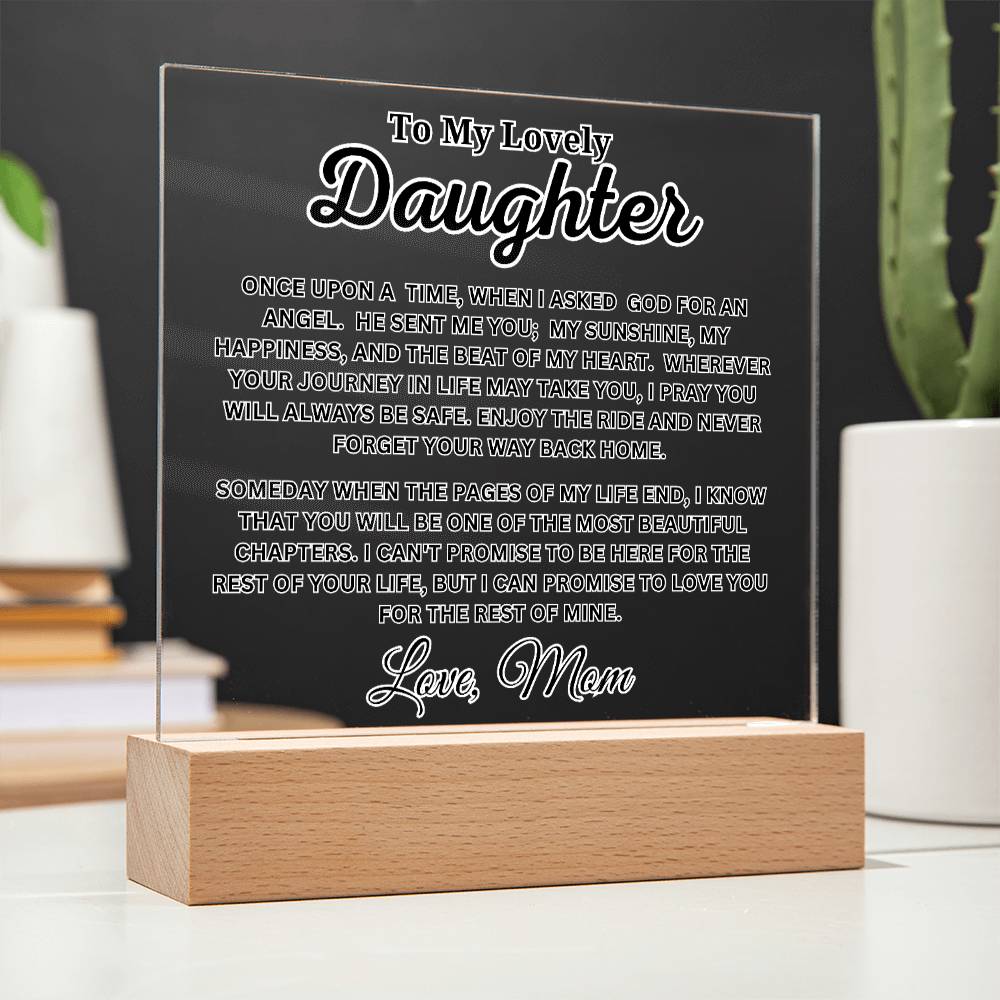 To My Lovely Daughter - Angel - Acrylic Square Plaque