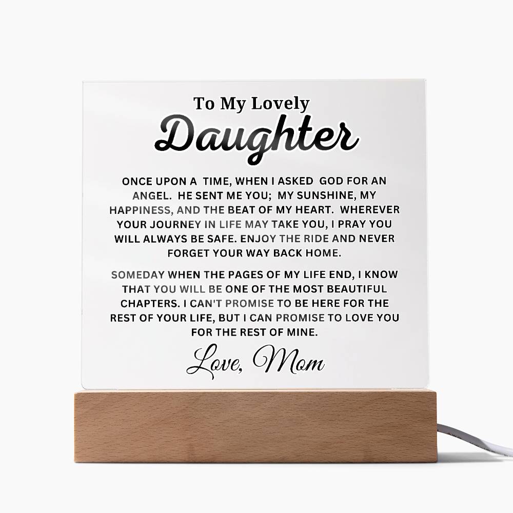 To My Lovely Daughter - Angel - Acrylic Square Plaque