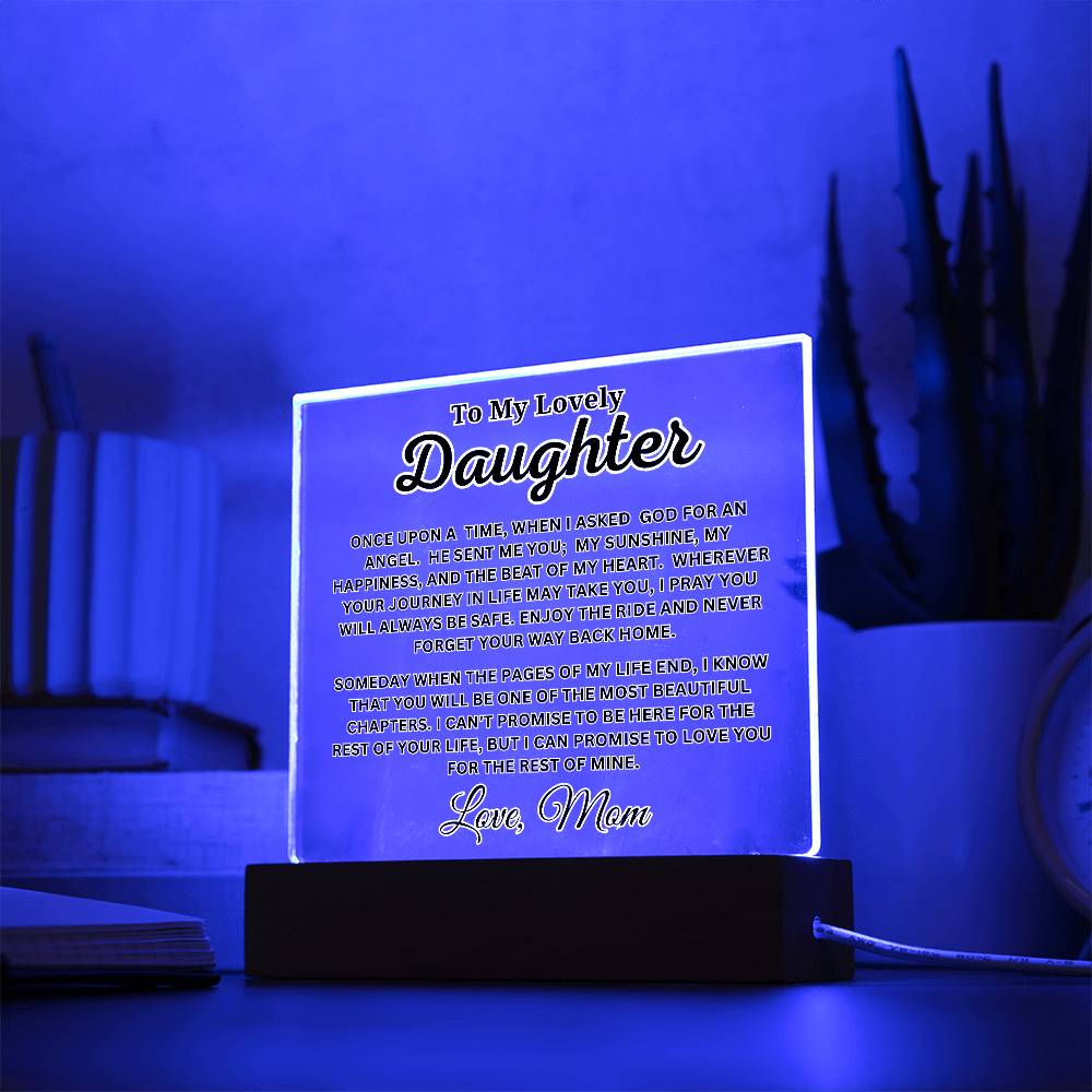 To My Lovely Daughter - Angel - Acrylic Square Plaque