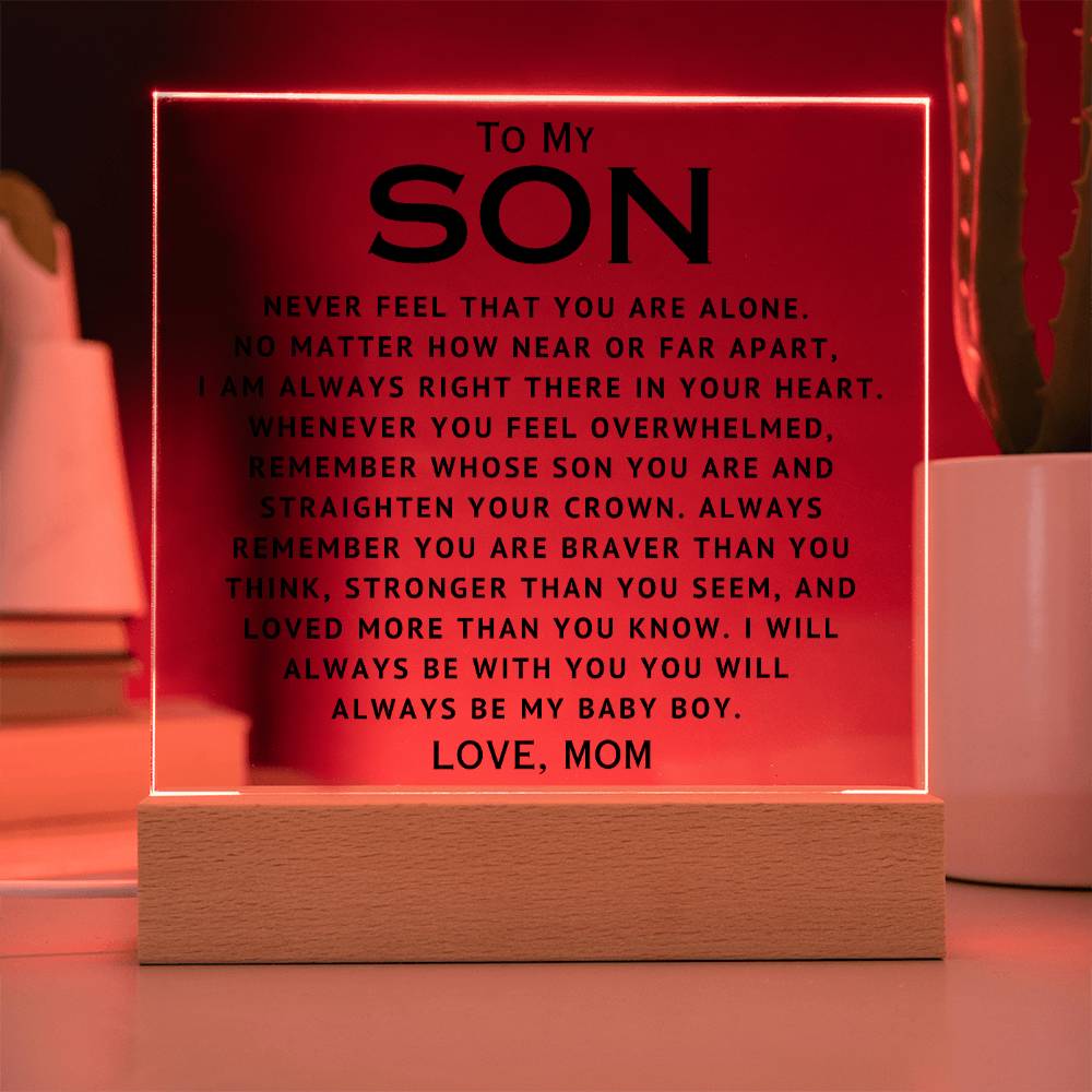 To My Son - Straighten Your Crown - Acrylic Square Plaque